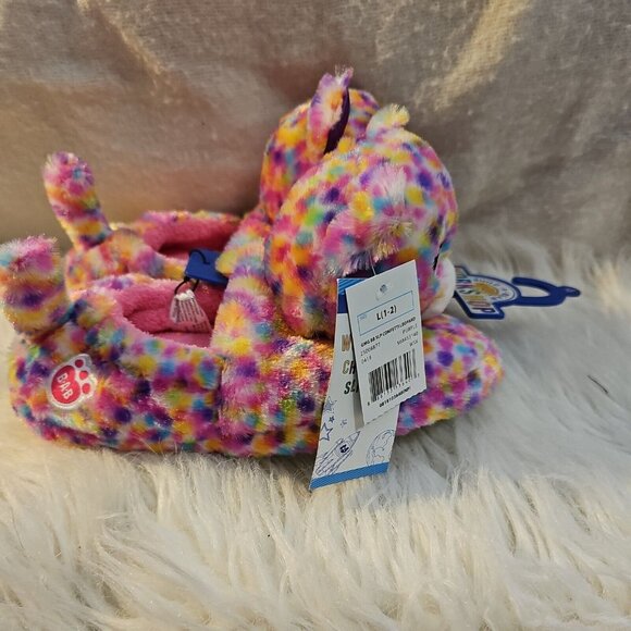 Slippers Build A Bear Confetti Leopard Plush House Shoes New Girls 1-2 L - Picture 2 of 3